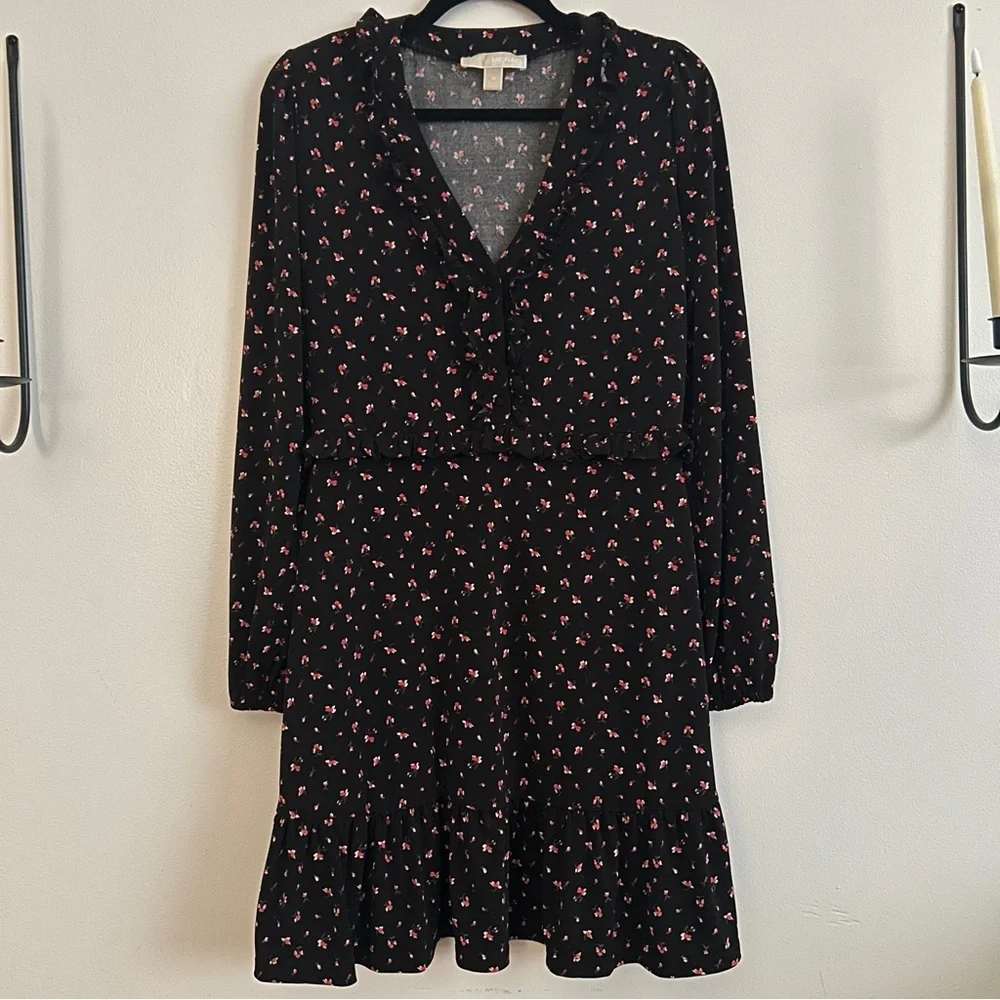 Michael | Michael Kors | Black Dress with Red Floral Pattern
